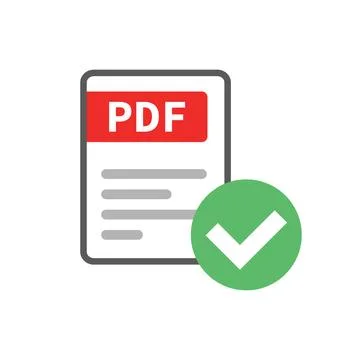 PDF files and check mark icons. Checking electronic documents. Stock Illustration