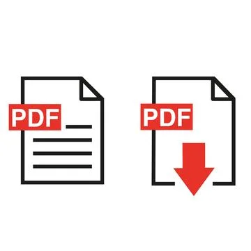 Pdf format document signs on a white background with copy space Illustrazione stock