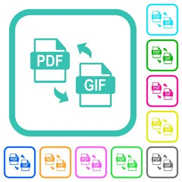 PDF GIF file conversion vivid colored flat icons Stock Illustration