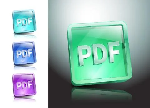 Pdf icon button internet document file Stock Illustration
