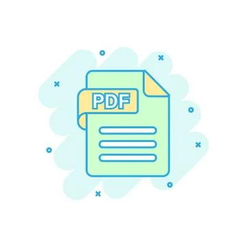 Pdf icon in comic style. Document text vector cartoon illustration on white i イラスト素材