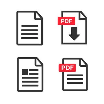 PDF icon flat image. Pdf vector download icon. Pdf Web icon set. Stock Illustration