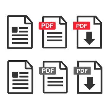 PDF icon flat image. Pdf vector download icon. Pdf Web icon set. イラスト素材