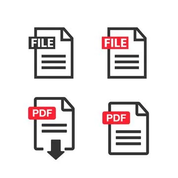PDF Icon paper file. File Icons. Document icon set Stock Illustration