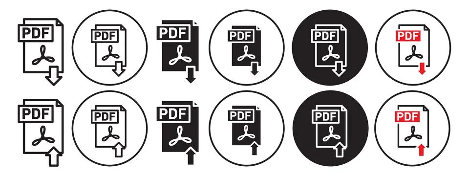 PDF icon vector set collection for web Illustrazione stock