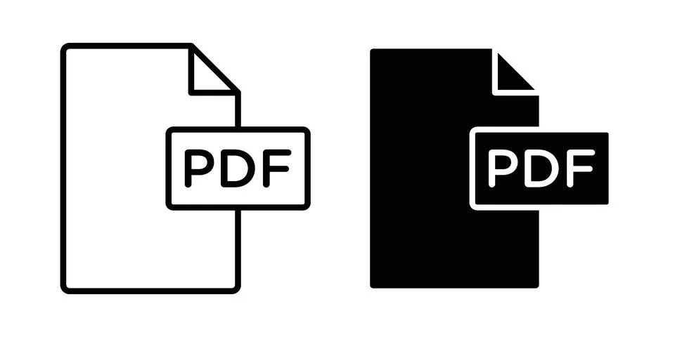 PDF icon vectors. Illustrations in black Stock Illustration