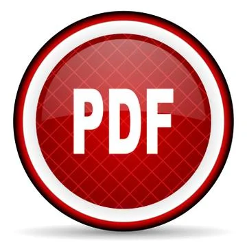 Pdf red glossy icon on white background Illustrazione stock