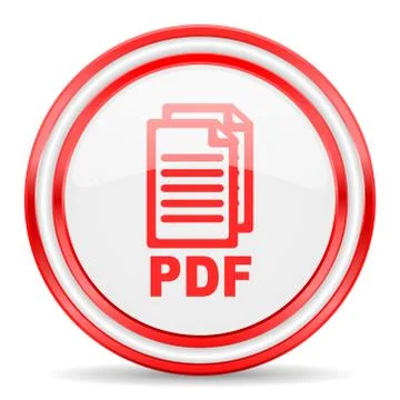 Pdf red white glossy web icon, Stock Illustration