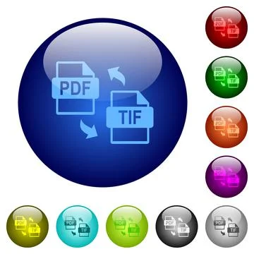 PDF TIF file conversion color glass buttons Stock Illustration