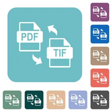 PDF TIF file conversion rounded square flat icons Stock Illustration