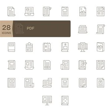 Pdf Vector Icon Repository containing 32 Thin Line High Resolution Display .. Illustrazione stock