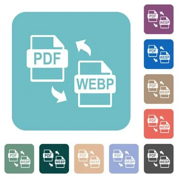 PDF WEBP file conversion rounded square flat icons 스톡 일러스트