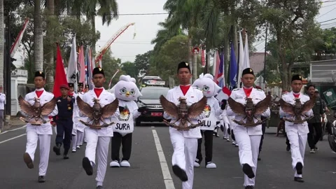 PDI Perjuangan flag with a sky backgroun... | Stock Video | Pond5