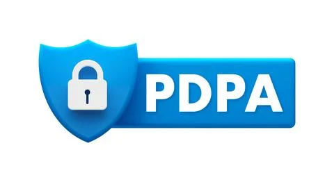 PDPA Compliance Shield Icon - Data Protection and Privacy Security Certification Stock Illustration