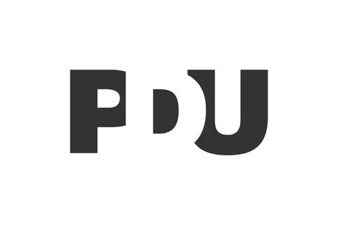 PDU logo design. Initial letter P D U bold font style for tech startups, co.. Stock Illustration