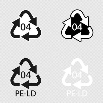 PE LD 04 Recycling Code Symbol set. Stock-Illustration