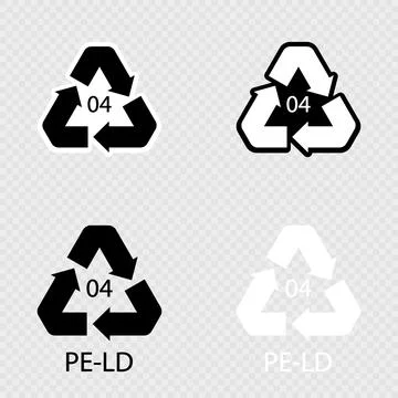 PE LD 04 recycling code low density polyethylene sign set. Stock Illustration