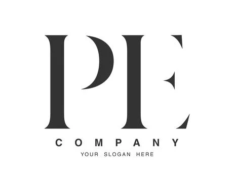 PE logo design. Initial letter p and e serif font style. Creative classic c.. Stock Illustration