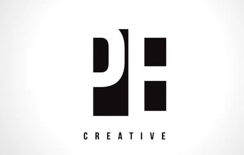 PE P E White Letter Logo Design with Black Square. Illustrazione stock