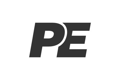 PE Techno Editable Font Logo For Corporate Branding. Bold, Futuristic Desig.. Stock Illustration
