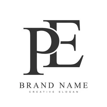 PE trendy logotype template. Initial letter p and e classic font style. Cre.. Stock Illustration