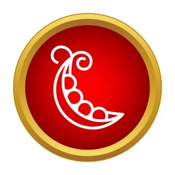 Pea pod line drawing in red circle icon Stock Illustration