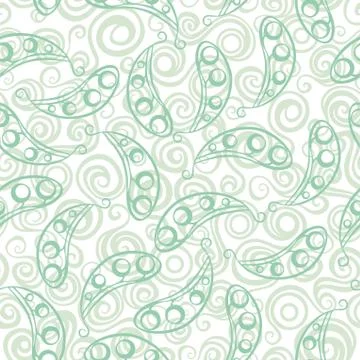 Pea pod seamless green pattern Stock Illustration