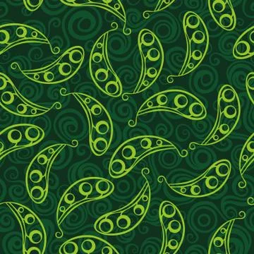 Pea pod seamless green pattern Stock Illustration