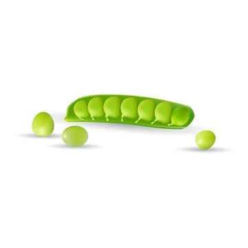 Pea Pod. Vegetable 3d Vector Icon Isolated On A White Background. Stock Illustration