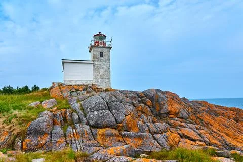 Pea Point Lighthouse, Black's Harbor, New Brunswick, Canada. Stock Photos