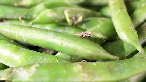 Pea shell green peas rotating food texture closeup video footage. Studio Stock Footage 91041268