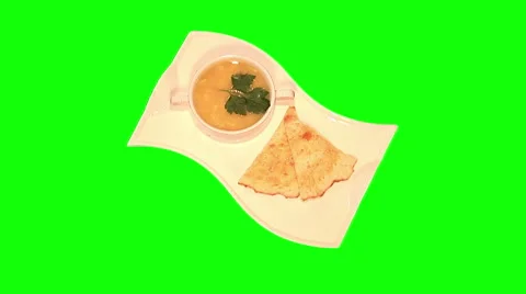 Pea soup, flat cake on tray Stock Footage 46461722