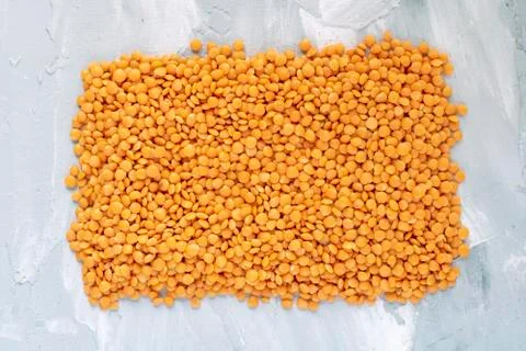 Pea square frame on grey background. Top view, copy space food Stock Photos