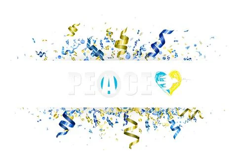 Peace. Abstract confetti frame background in blue and yelllow national ukranian Stock Illustration