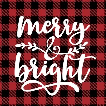 Peace and Joy - text on Red and black tartan plaid Scottish Seamless Pattern Illustrazione stock