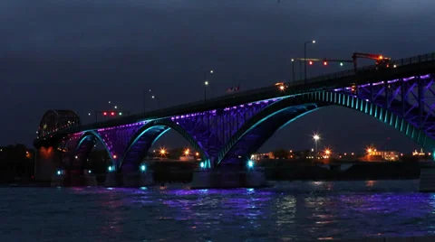 Peace Bridge with changing lights Stock Footage 39037806