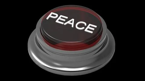Peace button red and white isolated 3d illustration render Stock Illustration