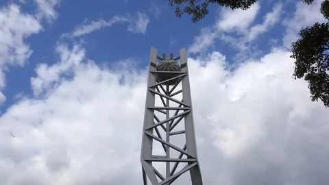 Peace Clock Tower (Naka) at Hiroshima Peace Memorial Park. Stock Footage 103422802