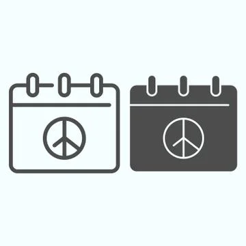Peace day calendar line and solid icon. Pacific calendar vector illustration Illustrazione stock