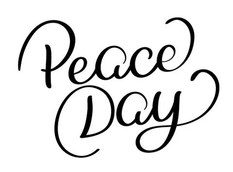 Peace Day text on white background. Hand drawn Calligraphy lettering Vector Illustrazione stock