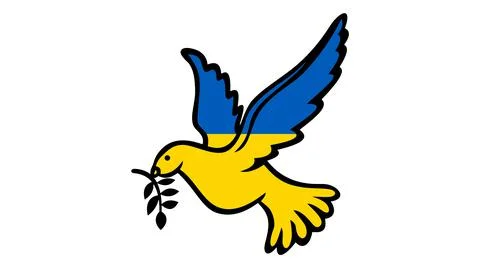 Peace Dove concept for war between Russia and Ukraine with national flag Stock Illustration