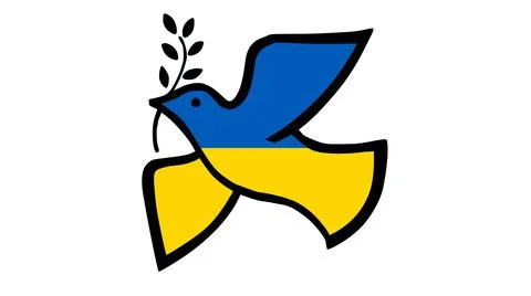 Peace Dove concept for war between Russia and Ukraine with national flag Stock Illustration