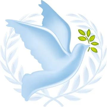 Peace dove icon in gradient style with laurel wreath. Stock Illustration