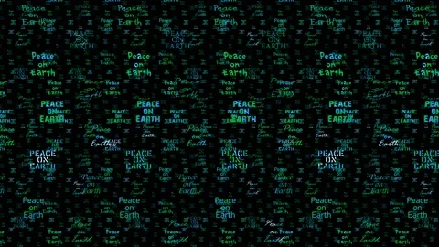 Peace On Earth. Lettering of the thesis in different fonts. Lots of words in a Stock Footage 158908969