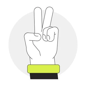 Peace fingers flat line vector spot illustration Stock-Illustration