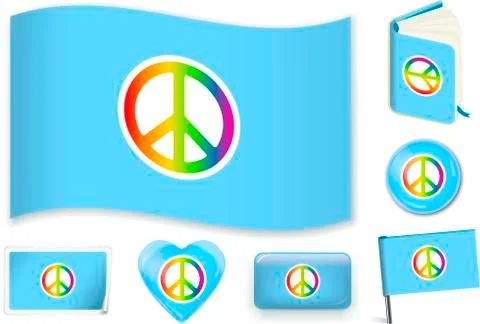 Peace flag. Vector illustration 3 layers. Shadows, flat flag, lights and shadows Stock Illustration