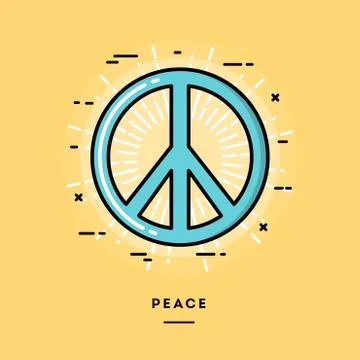 Peace, flat design thin line banner Stock Illustration