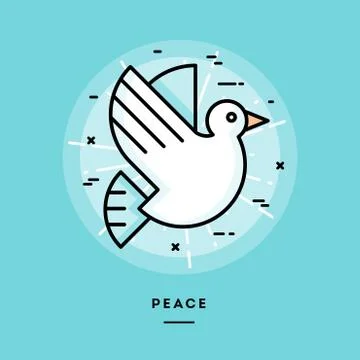 Peace, flat design thin line banner Stock Illustration