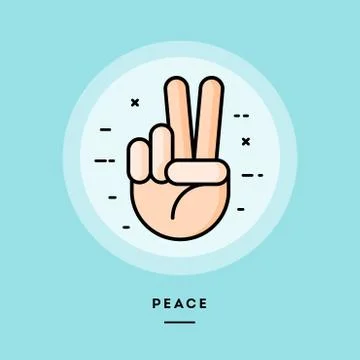 Peace, flat design thin line banner, vector illustration Stock Illustration