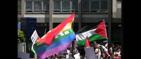 PEACE Flat Huge Crowd Marching for Gaza on August 9 2014 London UK Stock Footage 144293901